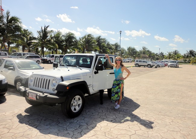 Michelle about to go for another ride in Cozumel.