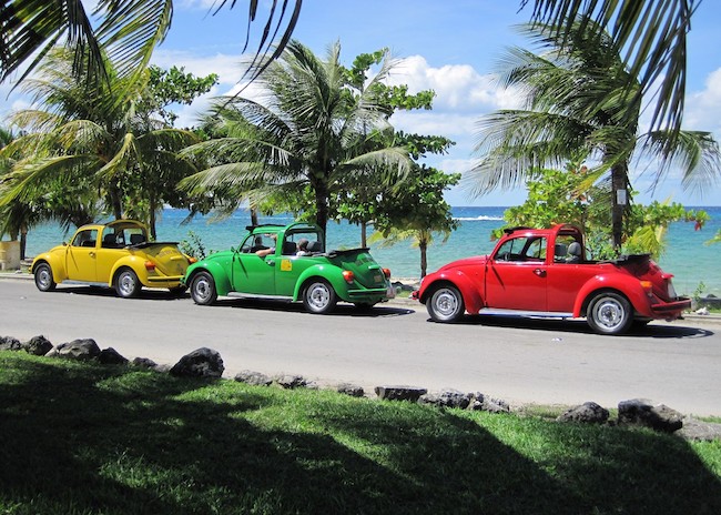Sightseeing tour in Cozumel with VW vehicles.