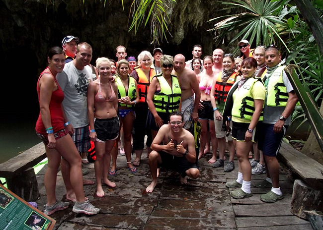 Joan very excited seeing Cozumel with the group.